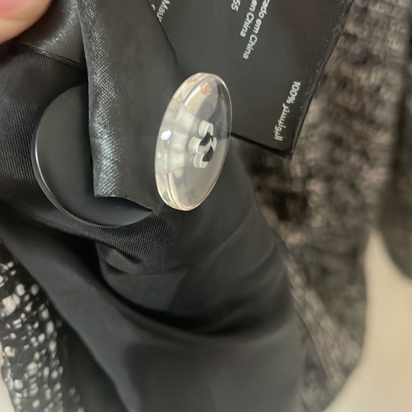 H&M Black White Tweed Blazer Jacket Coat One Button Size 12 - Picture 7 of 7